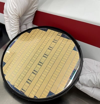 Coherent has established the world’s first capability for 6-inch indium phosphide wafer fabrication; its expanded capacity significantly reduces die cost for InP devices. Courtesy of Coherent. 