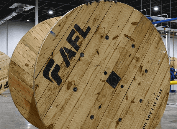 Fiber optic cable reels used by AFL. Courtesy of AFL.