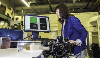 Dr. Amanda Wu images a 3-D-printed part using digital image correlation.