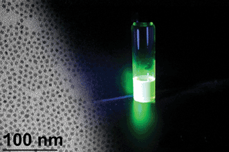 Green-emitting tetrapod quantum dots