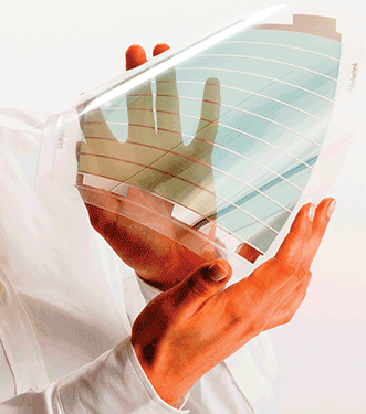 Organic solar film is more flexible than conventional crystalline silicon solar technology and can be transparent.