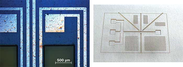 Cutting and structuring of polymers (sensors and microfluidic devices) using a high-power, ultrafast industrial laser. 