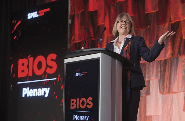 Donna Strickland, professor at the University of Waterloo in Canada, was a plenary speaker at last year’s BiOS. She shared the Nobel Prize in physics in 2018. Courtesy of SPIE.