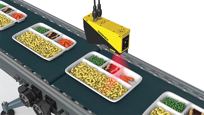 A compact, image-based code reader allows food processors to track products for improved inventory and risk mitigation in the event of allergens, recalls, and health warnings. Courtesy of Cognex Corp.