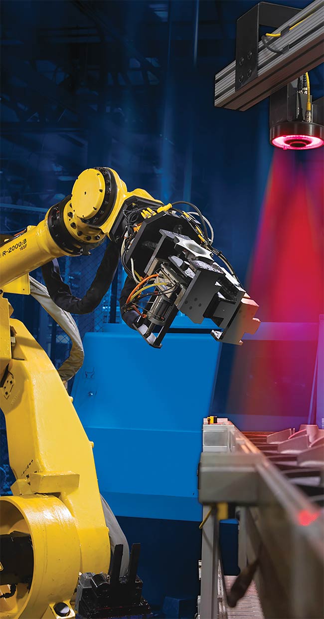 Machine vision has become a prolific enabling technology for industrial robot arms across a broad rand of applications. Courtesy of FANUC CORP.