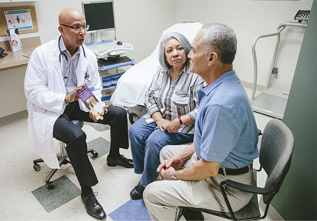 Figure 4. A couple consults with a doctor about living with symptoms of AD. Courtesy of the Alzheimer’s Association.