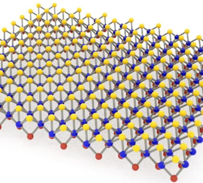 Monolayer Janus MoSSe, a compound of molybdenum, sulfur, and selenium developed at Rice University, is adept at detecting biomolecules via surface-enhanced Raman spectroscopy. Its nonmetallic nature helps by curtailing background noise in the signal. Courtesy of Lou Group/Rice University.