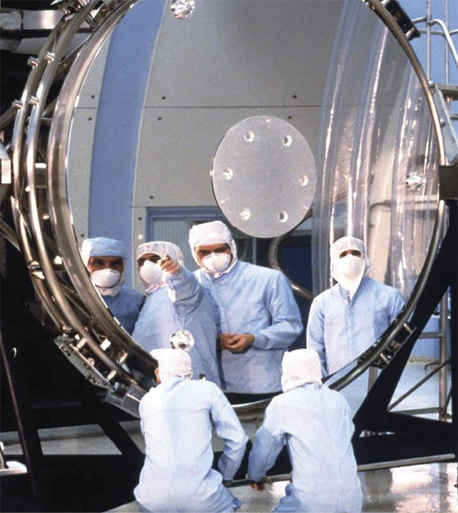 December marks the 40-year anniversary of the completion of the Hubble Space Telescope’s 94-in. primary mirror. The coating for the component took a full year to develop but had to be applied in a matter of minutes. Courtesy of Karl George Jr. 