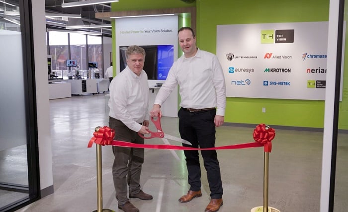 Allied Vision CEO Robert Franz (left) and TKH Vision vice president Mark Radford at the opening ceremony for TKH Vision’s Cupertino, Calif. location. Courtesy of Allied Vision.