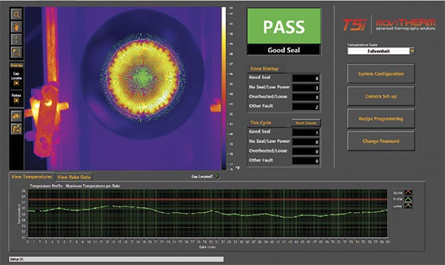 Software analyzes the heat signature of a seal and determines if it is “good” or “bad.” Courtesy of moviTHERM