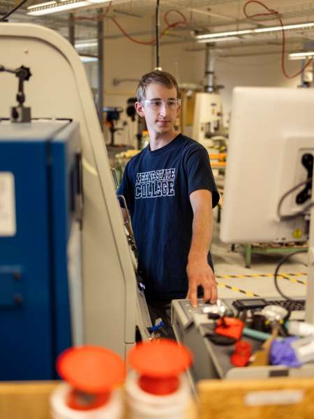 Keene State graduate Nathan Priebe earned a degree in Sustainable Product Design & Innovation and works full-time at Precitech AMETEK in Keene in manufacturing engineering. Courtesy of Keene State College.