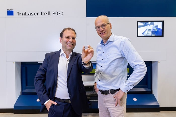 Harald Kröger, (left) SiMa.ai’s head of sales and president of its automotive business, and Richard Bannmüller, CTO of TRUMPF Laser Technology. Courtesy of TRUMPF. 