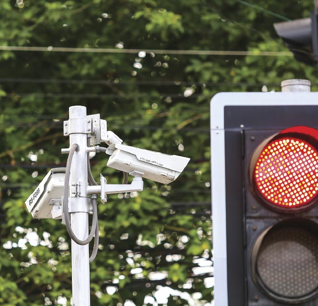 Traffic monitoring cameras operate outside and are subject to varying weather and lighting conditions. AI software can adjust camera parameters to improve performance in image capture and image analysis. Courtesy of Teledyne.