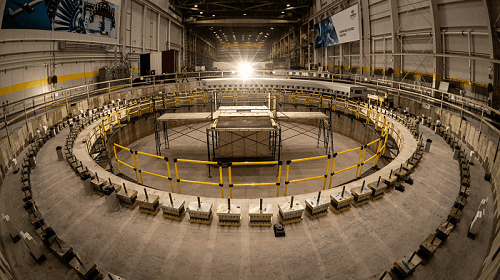 The platform used to construct the telescope mount at Ingersoll’s manufacturing facility. Courtesy of the Giant Magellan Telescope.