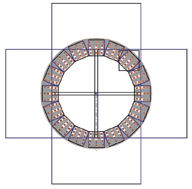 Laser sources used to alter material properties are widely used in and for laser welding to optimize the process itself as well as ensure target outcomes for welds (top). Using the example of a stator with hairpins, 16 fields of view and four scan fields are created. The hairpins can be manufactured in this way in one work step (bottom). Courtesy of Scansonic.