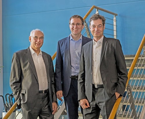 (From left) Laserline managing directors Christoph Ullmann, Claus Narr, and Volker Krause. Courtesy of Laserline.