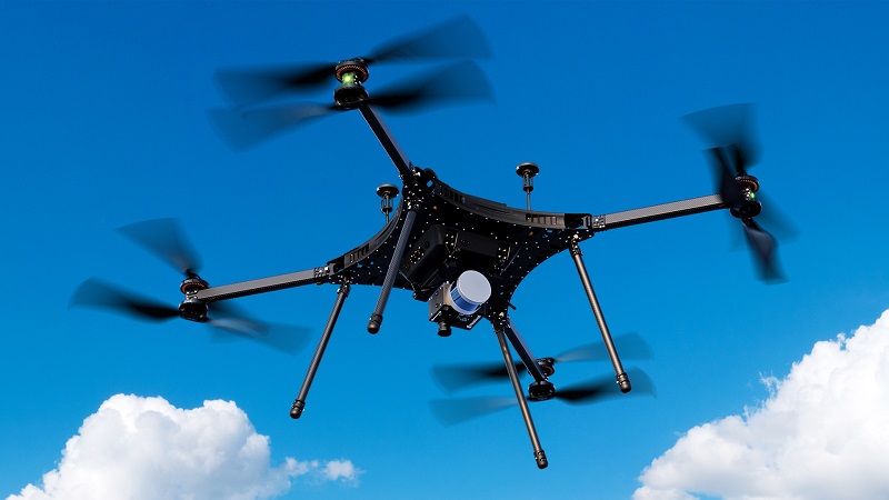 A Headwall hyperspectral-imaging + LIDAR payload on a commercially available drone. Courtesy of Headwall Photonics.