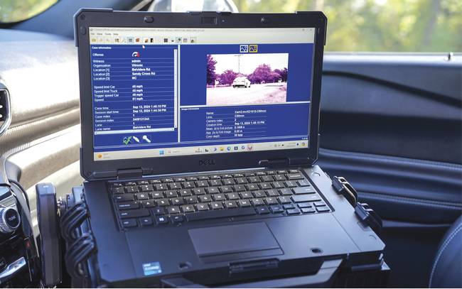 A patrol car enforcement bar display screen. Courtesy of VITRONIC Machine Vision.