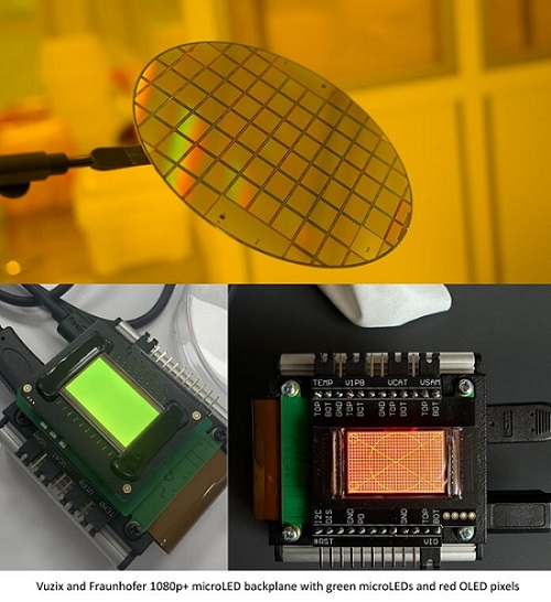 Vuzix Corporation and Fraunhofer Institute for Photonic Microsystems IPMS’ microLED CMOS backplane. Courtesy of Vuzix Corporation.