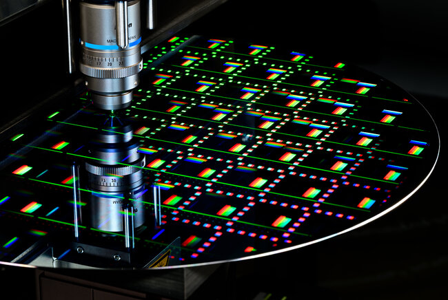 TeraNova measurement system inspecting a wafer used to make tiny lenses and optical structures. Courtesy of the Eindhoven University of Technology/Bart van Overbeeke