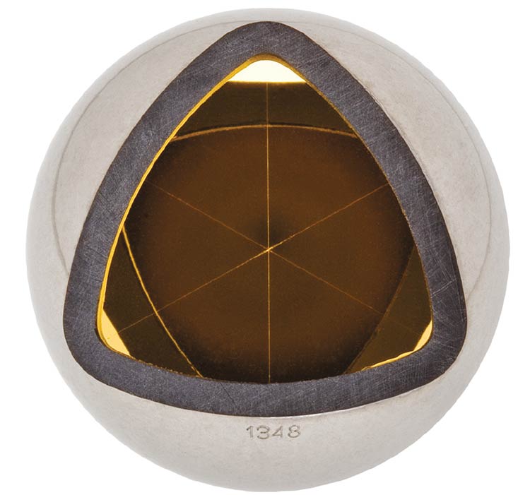 Replicated hollow metal retroreflectors from MKS/Newport are monolithic and typically fabricated from a single piece of aluminum, resulting in return beam accuracy that is unaffected by vibration or angle. The retroreflector shown is used in laser tracking. Courtesy of MKS.