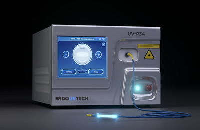 EndoUVTech’s UV light system featuring CeramOptec’s custom fiber. Courtesy of EndoUVTech.