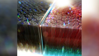 LLNL researchers have developed smart windows with vertically aligned carbon nanotubes that can modulate the transmission of near-infrared light, potentially cutting costs and energy usage in modern infrastructure. Courtesy of LNLL.