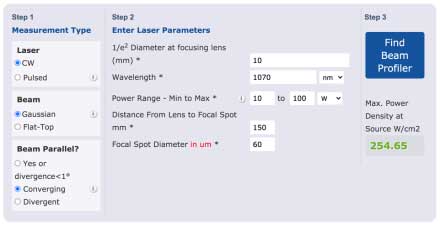 Laser Beam Profiler Finder