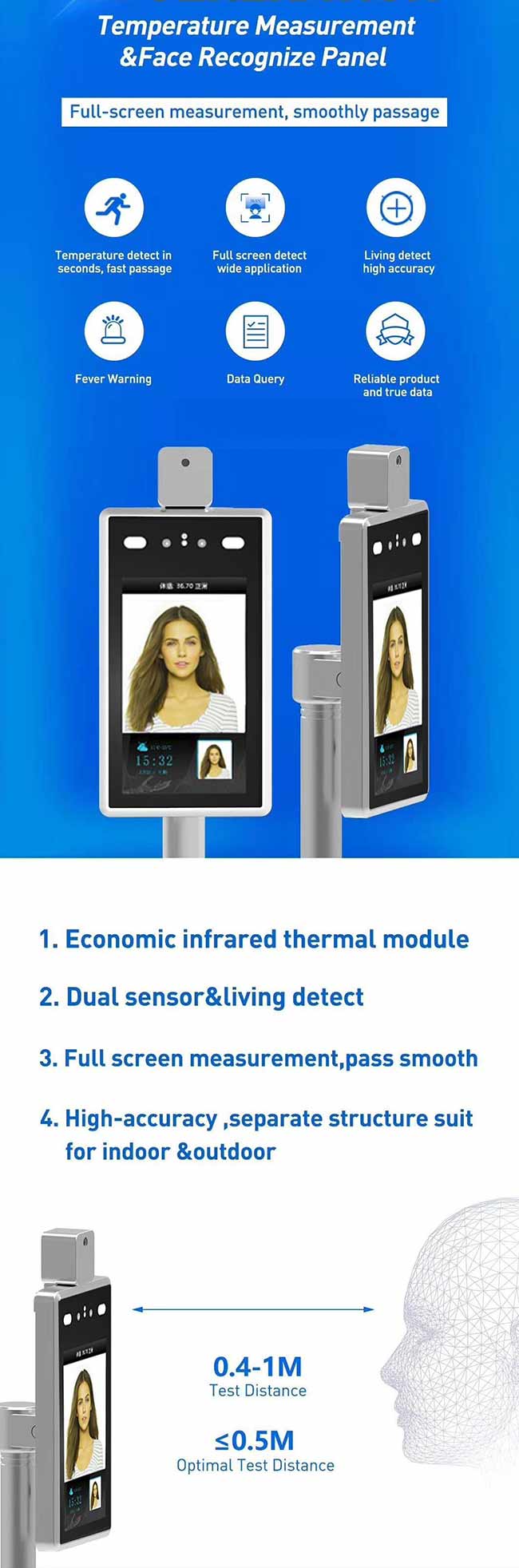 Facial Recognition and Temperature Detection Camera